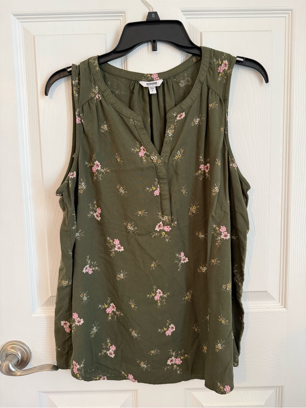 Sonoma Olive Green Floral Top